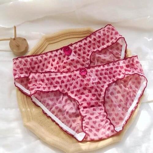 Heart-Shaped Mesh Ladies Panties Seamless Low-Waist Girls Underwear Sexy Transparent Womens Briefs Temptation Female Lingerie