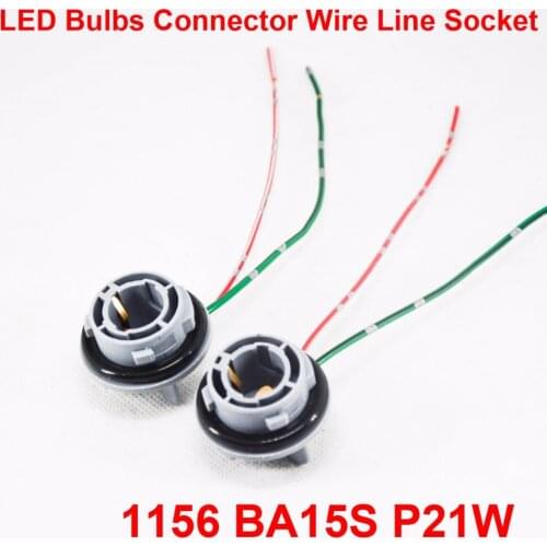 2PCS 1156 BA15S P21W LED Bulbs Holder Socket Wire Connector Extension Reverse Stop Harness 1157 3156 3157 7440 7443 BA15S BA15D