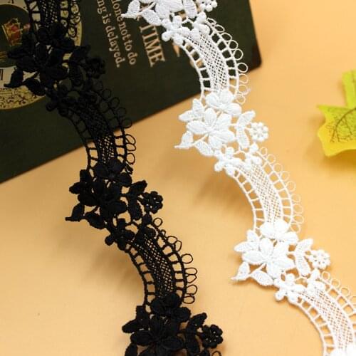 3.7cm White Black Polyester Embroidery Lace French Lace Ribbon Fabric Guipure DIY Trims Warp Knitting Sewing Accessories