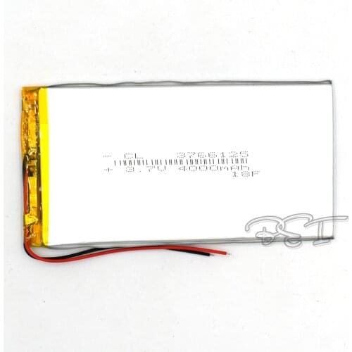 3.7V 4000mAH 3766125 Li-Polymer Rechargeable Lithium Li-ion Battery For Toy Recorder Notebook Powerbank Portable Speaker Navigat