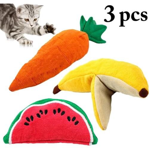 3pcs High Quality Bite Resistant Pet Toys Set Creative Faux Fruit Shape Fashion Cat Catnip Toy Pet Supplies Cat Favors