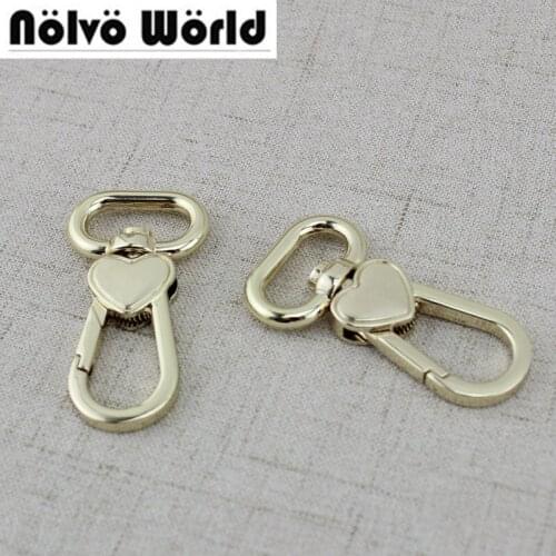 30pcs High quality 21mm Heart purse adjusted strap rigger snap hook clasp metal clip swivel dog leash hardware diy