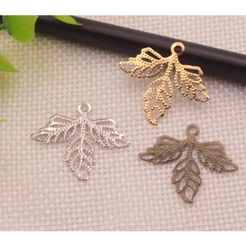 300pcs 25mm Metal Hollow Maple Leaf Film Beads For Sewing Craft Diy Bride Hair Headwear Bag Clothes Decoration