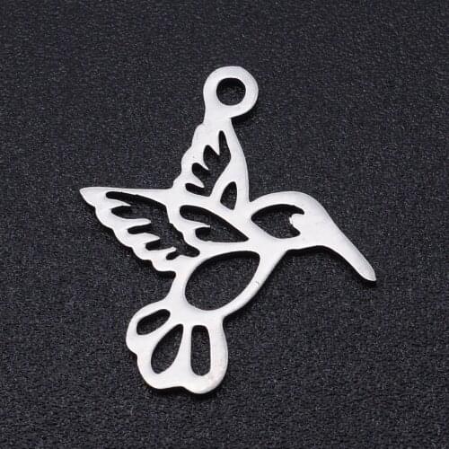 5pcs/lot 100% Stainless Steel HummingBird Charm Pendants Wholesale DIY Necklace Bracelet Making Charms