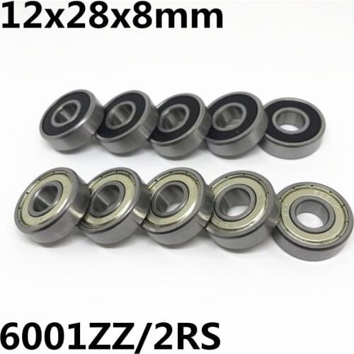 50Pcs High quality 6001ZZ 6001-2RS ball bearing 12x28x8 deep groove ball bearing 6001RS 6001