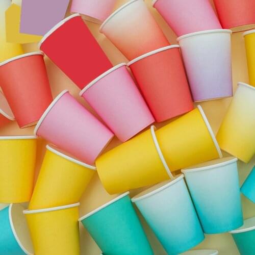 8pcs Solid Color Disposable Paper Cups Juice Cup Baby Shower Kids Birthday Wedding Picnic Party Tableware DIY Decoration Supply
