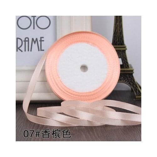 25 Yards 6mm champagne Single Face Satin Ribbon Wholesale Gift Packing Christmas Ribbons Wedding Party Decorative Crafts Ribbons