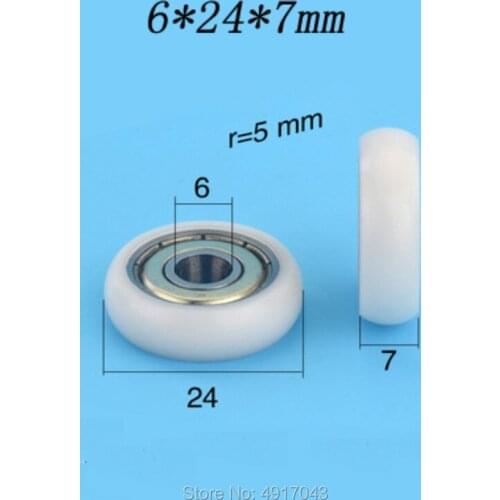 Free shipping plastic coated rubber bearing pulley showcase drawer pulley pom poly formaldehyde roller spherical cam 6*24*7mm