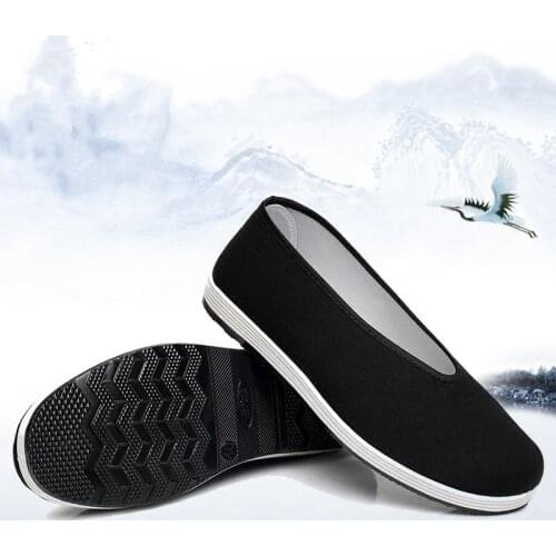Retro Black Men Shoes Bruce Lee Wing Chun Chinese Kung Fu Old Beijing Cloth Shoes for Tai Chi Martial Art Artes Marciales Kendo