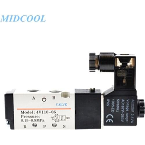 Solenoid Valve 4V100 Series (5/2 ,5/3 way) 4V110 4V120 4V130 220V 110V 24V 12V Terminal Type Single / Double Solenoid