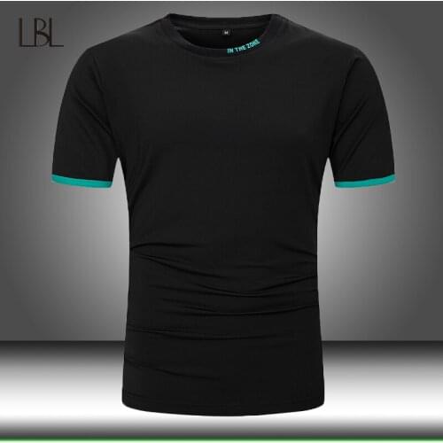 Men Summer Loose T-shirt Casual Short Sleeve Mens O-Neck Pullover Fashion T-shirt Top Male Breathable Letter Design Clothing