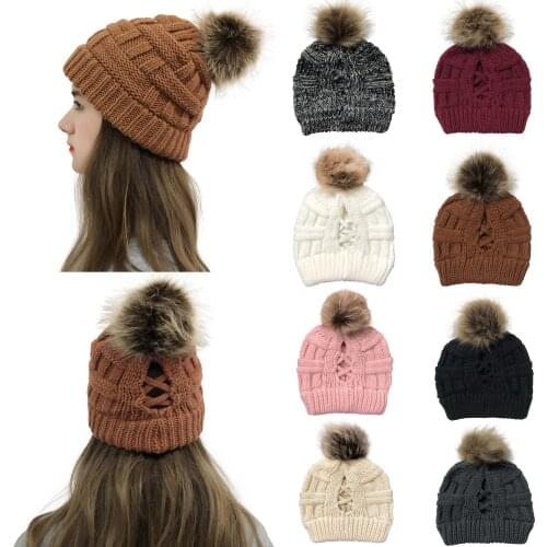 Gebreide Hoeden Vrouwen INS Hot Koop Beanie Caps Multifunctionele Dragen Casual Paardestaart Cap Vrouwelijke Lege Top Hoeden