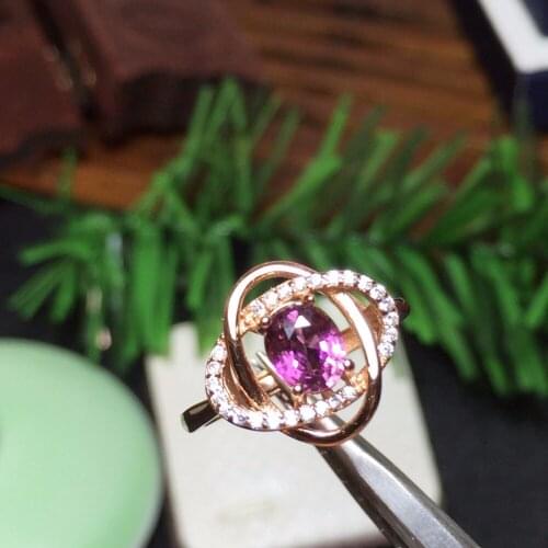 KJJEAXCMY boutique jewelry 925 Silver-inlaid Natural Garnet Female Ring Mini Support Detection