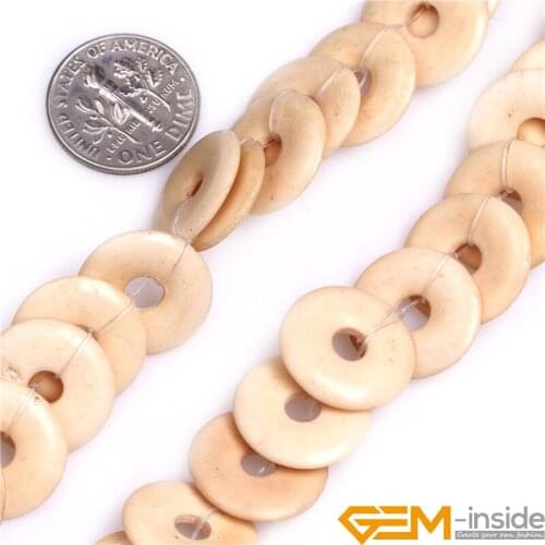 Donuts Shape Bulk Ivory-Yellow Coin Ring Large Bone Beads DIY Beads For Halloween Jewelry Making Free Shipping