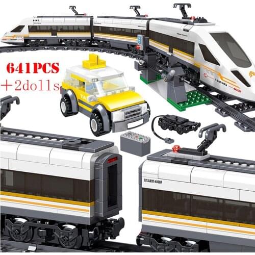 Technical Train Modern High Speed Carriage Electric Powered Building Blocks City Train Track Brick Educational Toys For Children