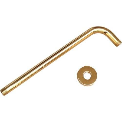 Gold Color Brass Shower Head Extension Pipe - 12" Long wall cover - Shower Arm Bathroom Accessory (Standard 1/2") msh102