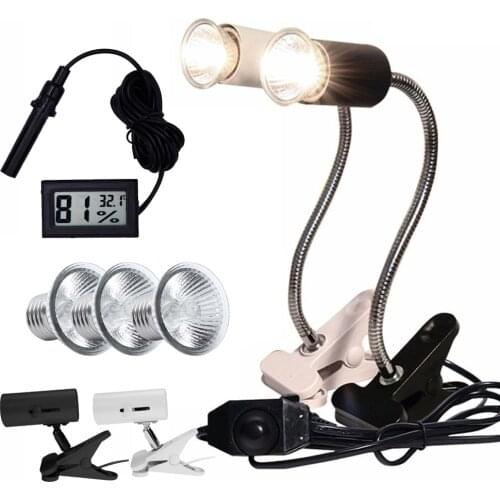 UVA+UVB 3.0 Reptile Lamp Set Clip-on Lamp Holder Bulb Thermometer Hygrometer Turtle Tortoises Lizard Sunlight Basking Heat Light