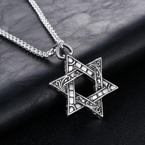 2019 New Silver Color Six-pointed Star Pendant Necklace For Men Women Street Hip-hop Necklace Sweater chain