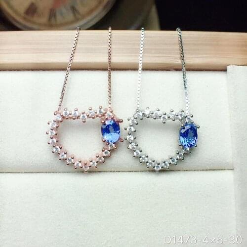 New Arrival Natural and Real Natural Real Tanzanite Pendant Fahsion Tanzanite Necklace 925 sterling silver For men or women