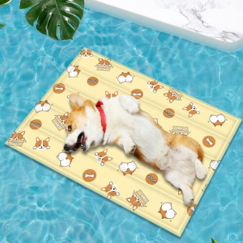 Dog Summer Cooling Mat Cat Cold Ice Beds Cooling Pad for Small Medium Large Dogs Mats Blue Silk Moisture-Proof Cooler