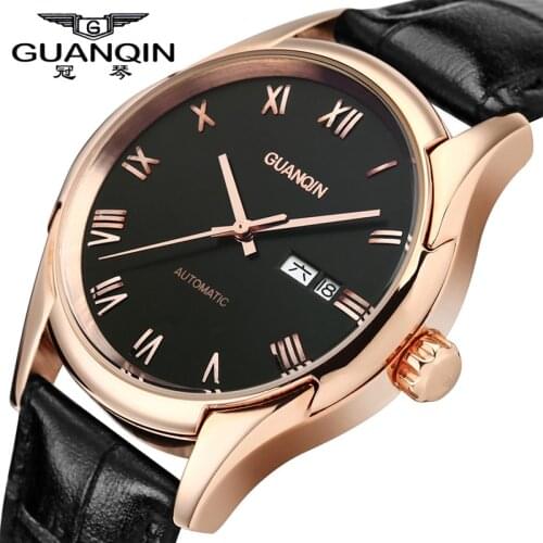 Original GUANQIN Men Watch Luxury Hardlex Watches Mechanical Men Leather Wristwatches for Men Shockproof Waterproof Watches