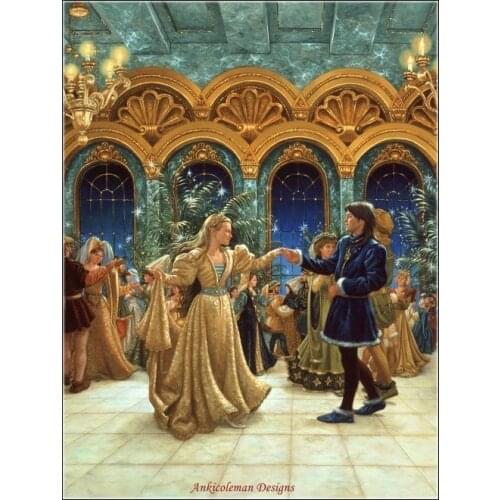 Counted Cross Stitch Kits Needlework Embroidery Crafts 14 ct Aida DMC Color DIY Arts Handmade Home Decor - Dancing Princesses