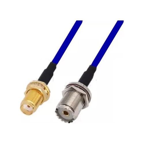 Blue Soft RG142 Double Shielded SMA Female to UHF Female Nut Bulkhead Connector RF Coaxial Cable 50ohm