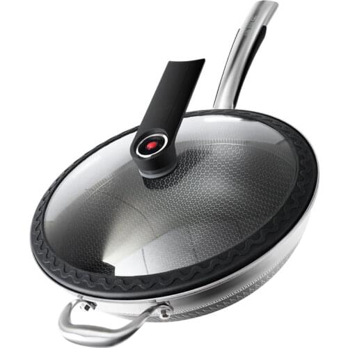316 Stainless Steel Frying Pan Household Non Stick Wok Double Sided Screen Micro Pressure Cooker Uncoated Kitchen Cookware