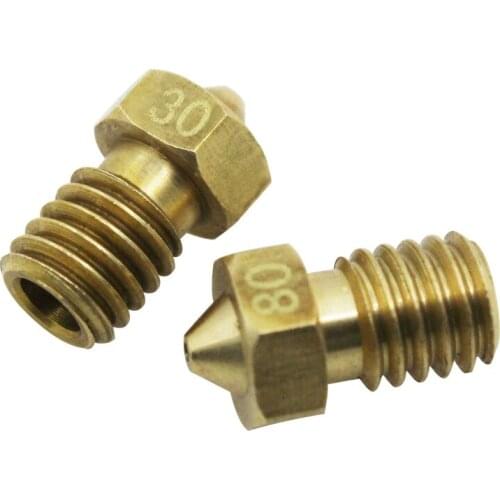 3d printer nozzle all-metal V6 M6 screw brass 0.2mm 0.25mm 0.3mm 0.4mm 0.5mm 0.6mm for 1.75mm 3.0mm consumables 5pcs