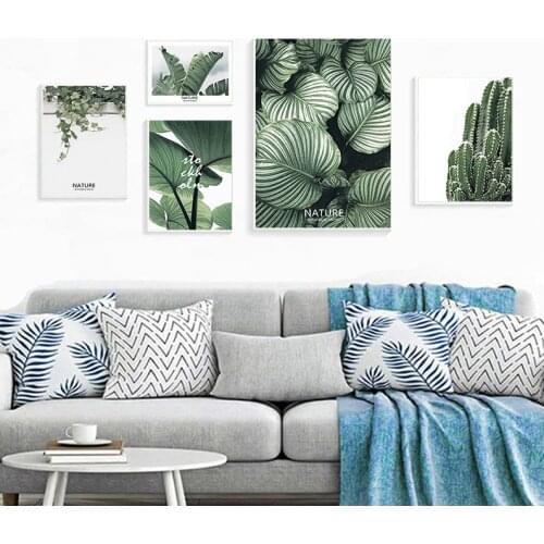 Fresh Green Plant Nordic Poster Multi Combination Canvas Paintings For Living Room Home Decoration Wall Art Pictures No Frame