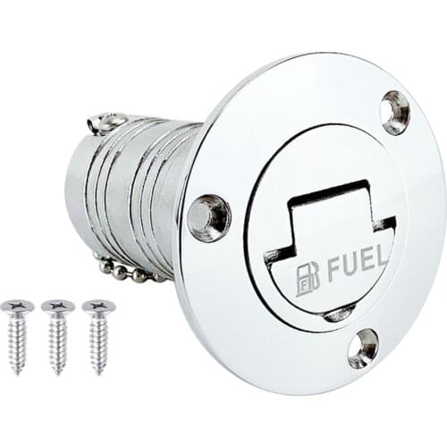 Universal Boat Deck Gas Filler Keyless Cap 1-1/2' Silver Replacement Cap Boat Accessory