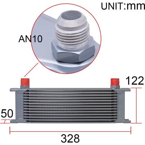 AN10 Universal 13 Row Oil Cooler Kit With Oil Filter Sandwich Adapter And Nylon Stainless Steel Braided AN10 Fuel Hose Connector