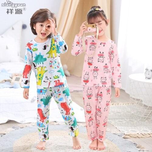 Spring Summer Autumn Pajamas Dinosaur Child Boy Girl PJS Kids Loungewear Home Wear Teenagers Animal Clothing Lounge Set Suit