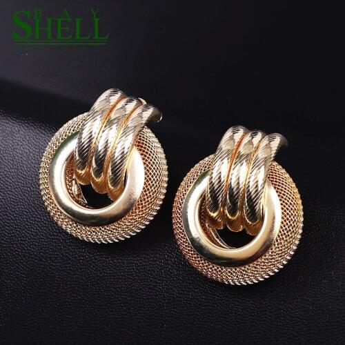 Shell bay Vintage metal Drop Earrings For Women Geometric new Fashion Round Gold Earing Statement Africa exaggeration Jewelry