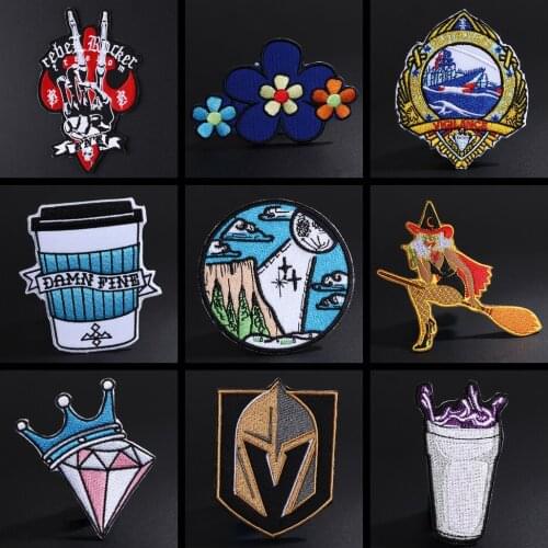 Embroidered Cartoon Sorceress Drink Cup Flower Clothing Patches Pants Coat Bag Decoration Decal Skull Badge Clothing Accessories