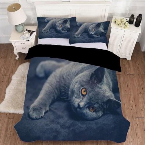 WAZIR 3pcs/set Adult 3D Printed Duvet Cover Set Animal Cat Dog Comfortable Bedding Sets Bedclothes Kids for 2021 New Year