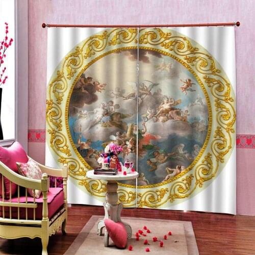European style angel curtain 3D Digital print For Living room Blackout sunshade Window Drapes