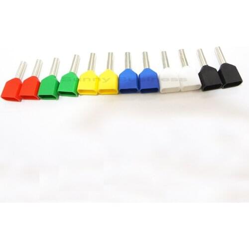 100PCS TE1008 double tube type pre insulated terminal cold pressed terminal double pipe insulated cold-press terminal