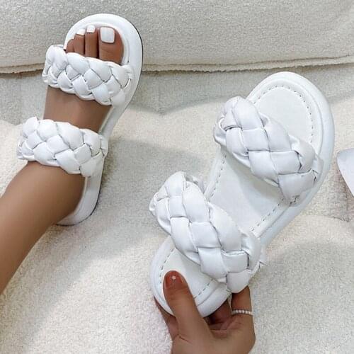 2021 Hand-woven Womens Slippers Summer Fashion Ladies Sandals Comfortable Platform Beach Shoes Flip-flops Womens Slides