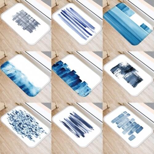 1 Pcs Blue Stripes Doormats Bathroom Carpet Bathroom Horizontal Stripes Rug Non-slip Door Rug Mat Doormat