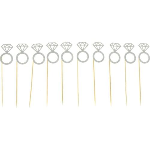 10 Piece Paper Silver Diamond Ring Cupcake Toppers Wrapper Wedding Party Table Decoration Engagement Cake Supplies