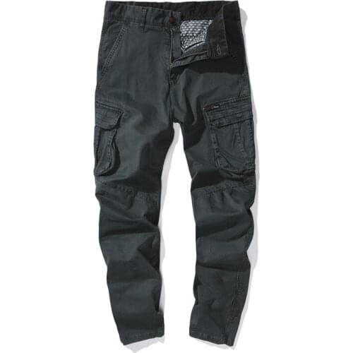 1903#Size 30-40(waist 102cm)Men overalls man washed slim fit pure cotton elastic thin feet pants males Many pockets trousers