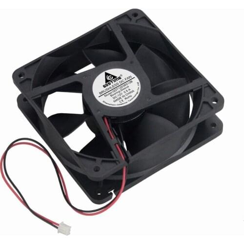 2 Pcs Gdstime 2Pin Connector 120x120x38mm 12V DC Brushless Cooling Fan 120mm 12038s PC Case Motor Cooler 120mm*120mm*38mm