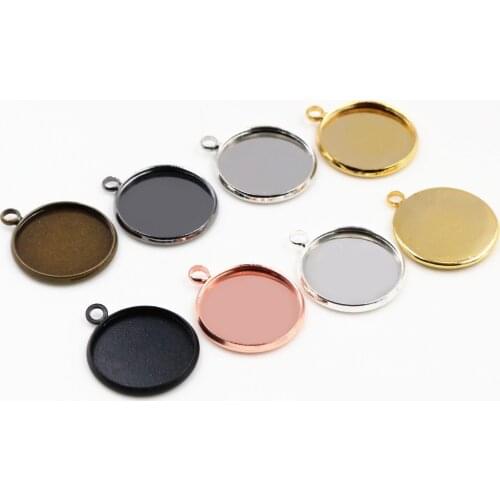 14mm 16mm 18mm Brass Material 7 Colors Plated One Loop hanging Cameo Setting Base Cabochon Setting Connector High Quality