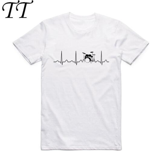 2019 Men Print Drums Drummer Heartbeat Fashion T Shirt O-Neck Short Sleeve T-shirt Camisetas Hombre HCP977