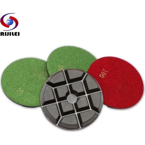 RIJILEI 4PCS/Set 4 Inch Diamond Floor Polishing Pad 100mm Renew Concrete Sanding Disc Granite Marble Restoration Grinding Disc