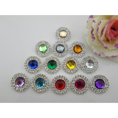 5pcs 13 colors Acrylic Shank Rhinestone Craft Button Sewing(25mm