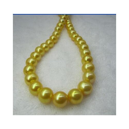 AAA+10-11MM REAL PICTURE NATURAL SOUTH SEA GOLDEN PEARL NECKLACE 14K yellow GOLD