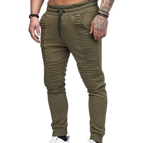 Casual Pants Men Sweatpants Breathable Solid Color Drawstring Elastic Waist Outdoor Skinny Pants for Gym