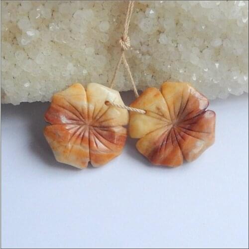 Wholesales 1Pairs Natural Stone Amazonite Handmade Flower Fashion Earring Bead 26x25x4mm 8.2g
